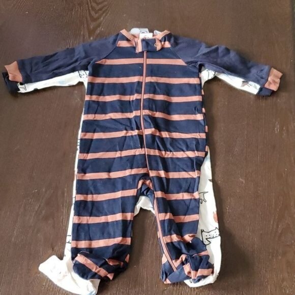 3 Months 2 Sleepers Pjs Pajamas Jammies Footed Feetie Bodysuits OUTFITS BOYS NWT - Picture 9 of 11